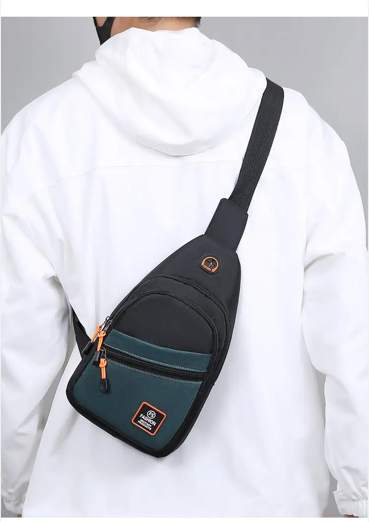 Men's Korean Style Oxford Cloth Chest Bag Black — feature 11