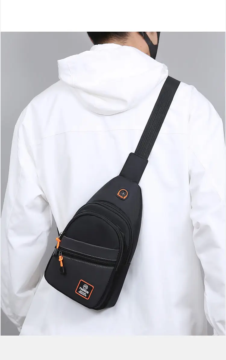 Men's Korean Style Oxford Cloth Chest Bag Black — feature 16