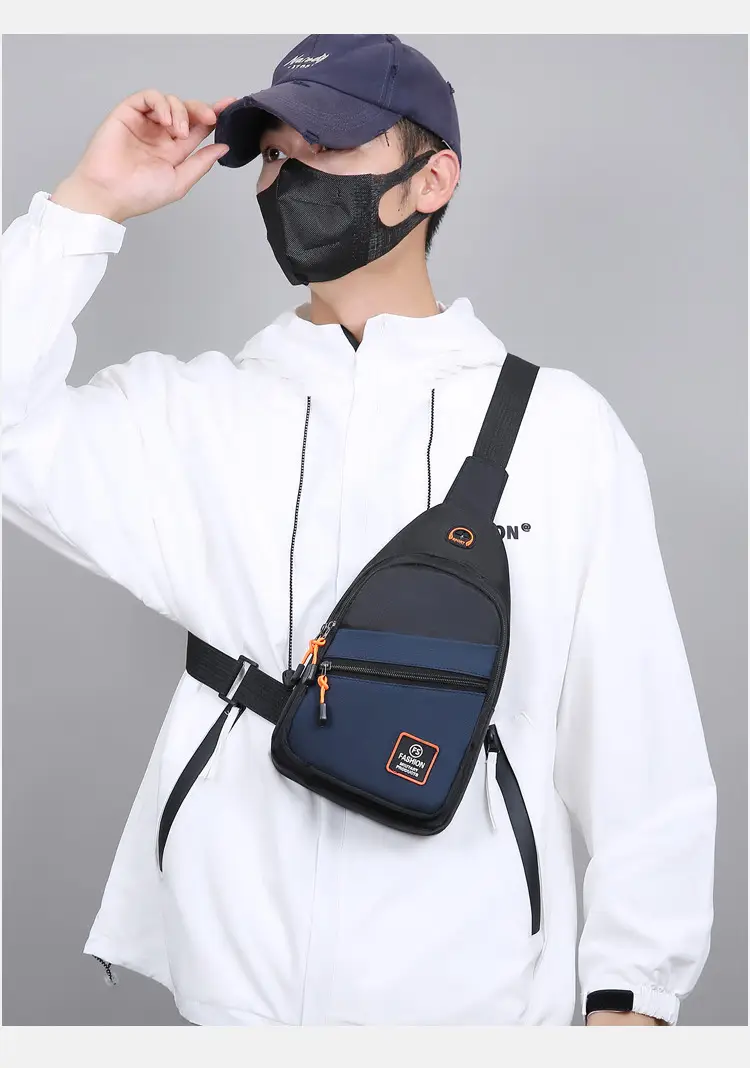 Men's Korean Style Oxford Cloth Chest Bag Black — feature 18