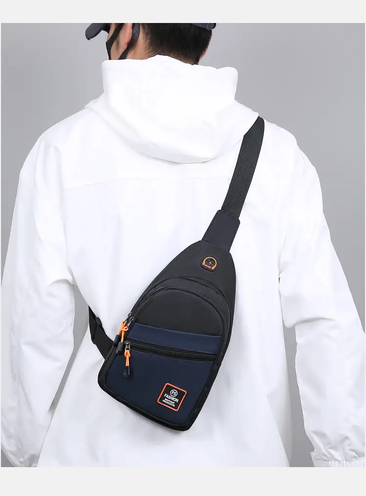 Men's Korean Style Oxford Cloth Chest Bag Black — feature 19