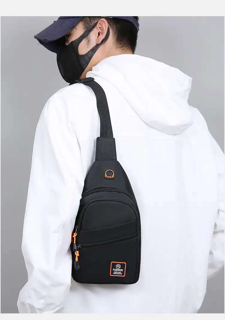 Men's Korean Style Oxford Cloth Chest Bag Black — feature 20
