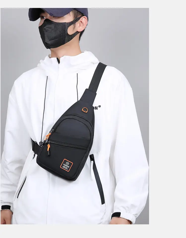 Men's Korean Style Oxford Cloth Chest Bag Black — feature 21