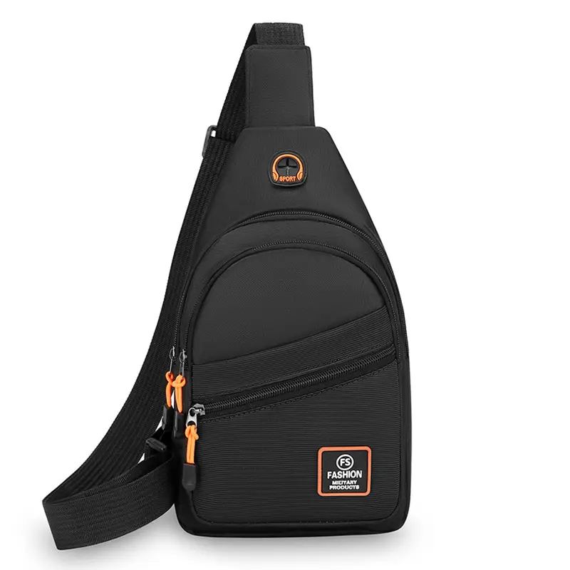 Men's Korean Style Oxford Cloth Chest Bag Black - Image 2