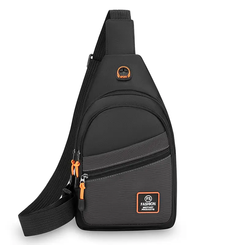Men's Korean Style Oxford Cloth Chest Bag Black - Image 3