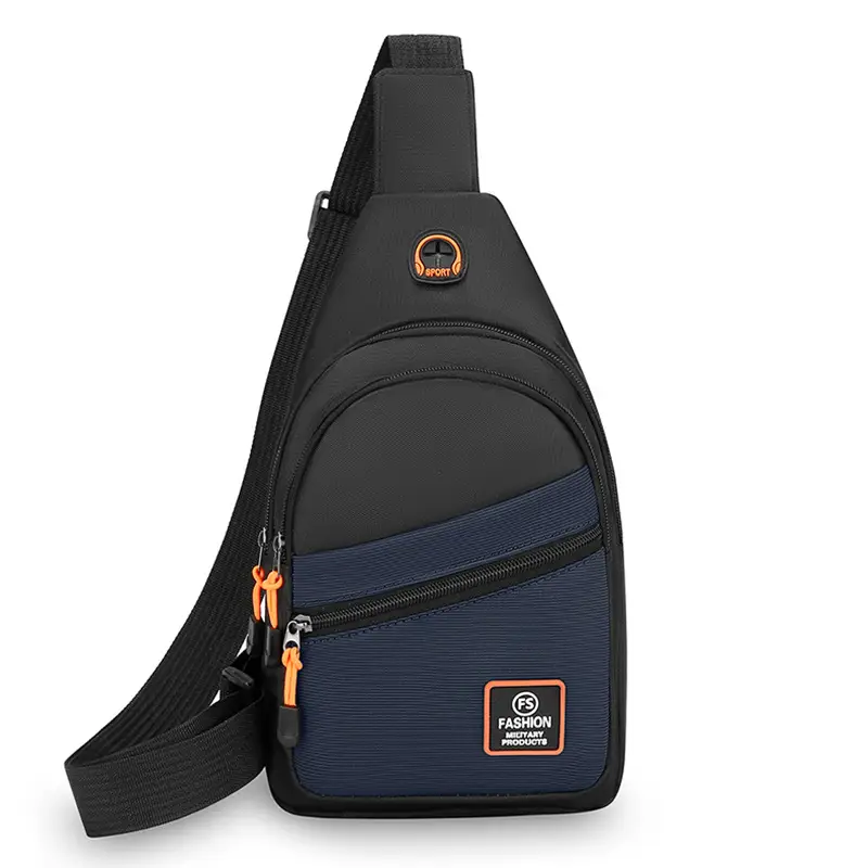 Men's Korean Style Oxford Cloth Chest Bag Black - Image 4