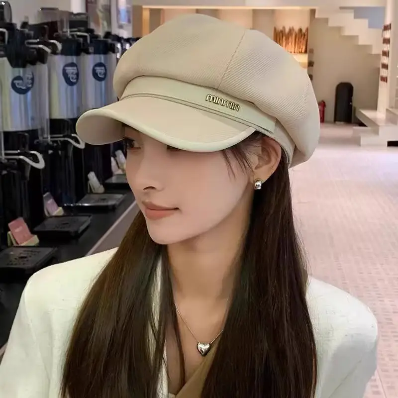 British Retro PU Leather Octagonal Hat for Kids Spring Autumn