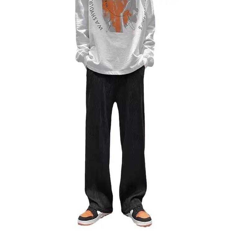 Men Knitted White Pants with Orange Sneakers