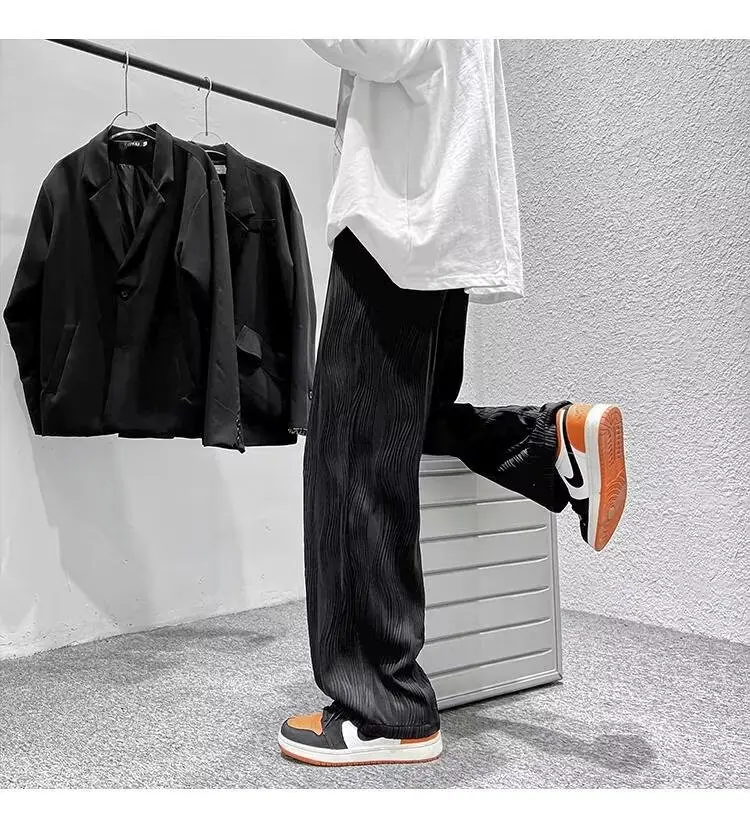Men Knitted White Pants with Orange Sneakers — feature 10