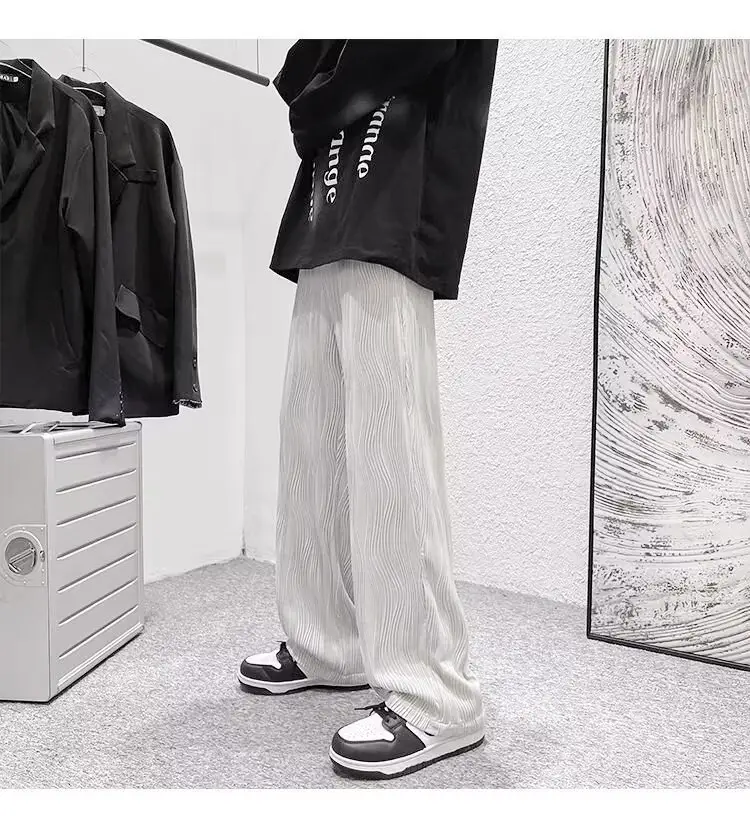 Men Knitted White Pants with Orange Sneakers — feature 15