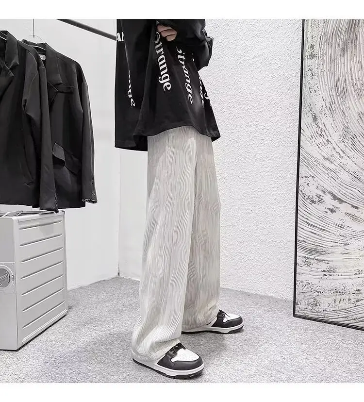 Men Knitted White Pants with Orange Sneakers — feature 16