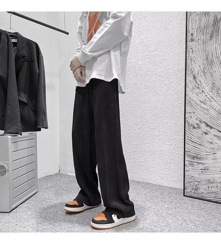 Men Knitted White Pants with Orange Sneakers — feature 5