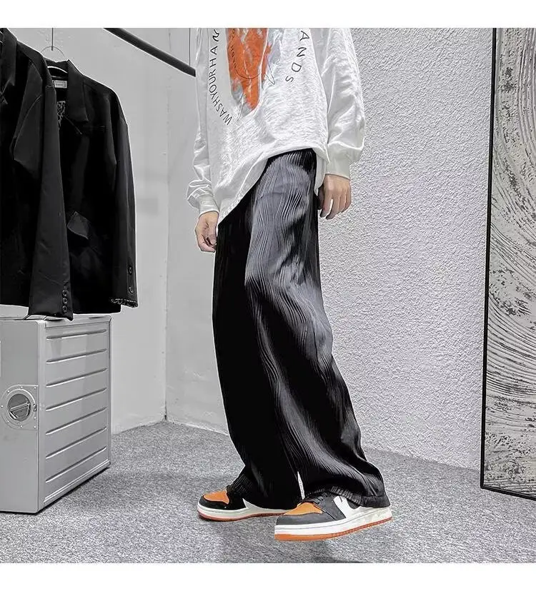 Men Knitted White Pants with Orange Sneakers — feature 6