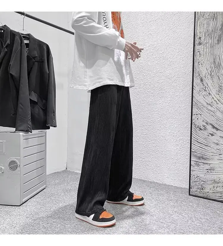 Men Knitted White Pants with Orange Sneakers — feature 7