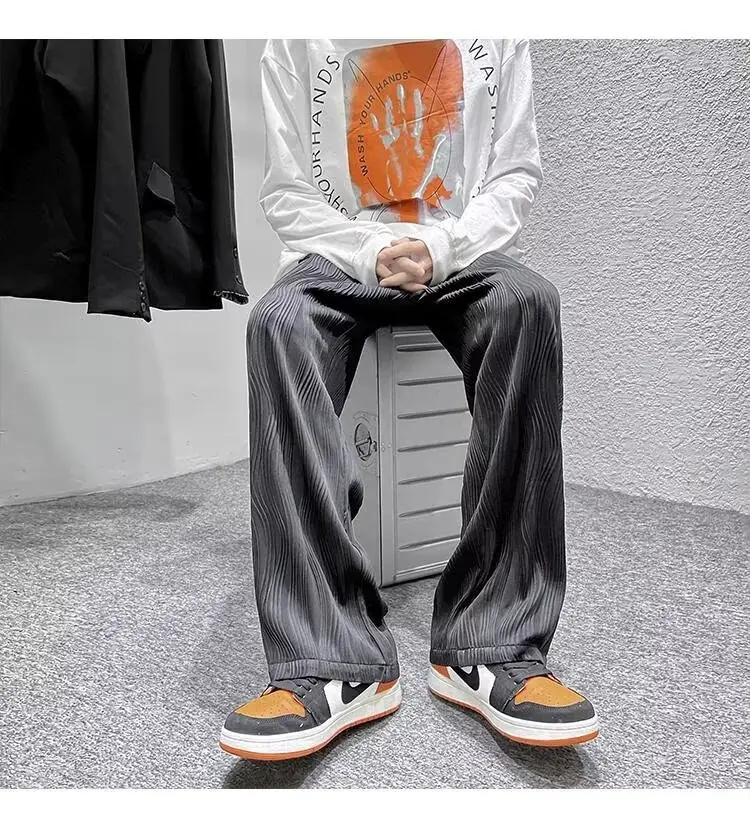 Men Knitted White Pants with Orange Sneakers — feature 8