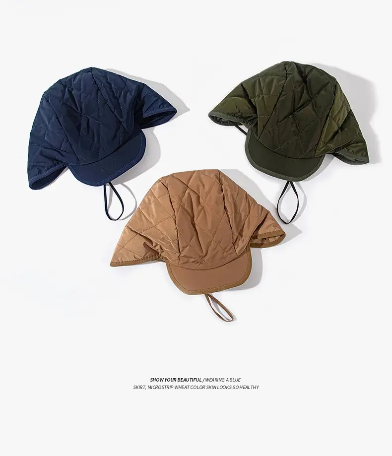 Black Windproof Fleece Lined Winter Hat with Adjustable Strap — feature 11