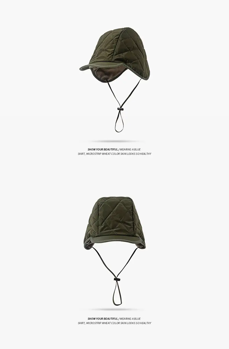 Black Windproof Fleece Lined Winter Hat with Adjustable Strap — feature 8