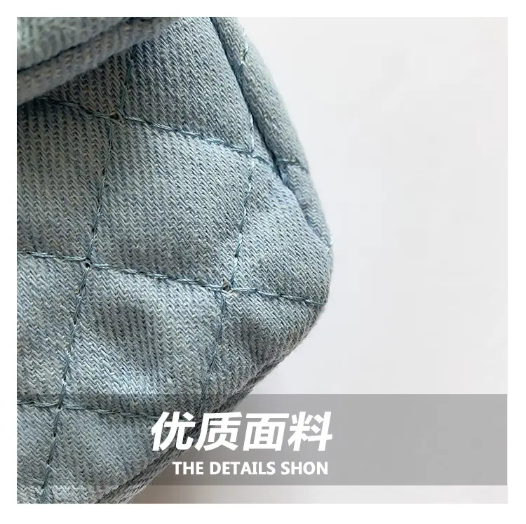Light Blue Quilted Shoulder Crossbody Bag with Gold Chain — feature 6