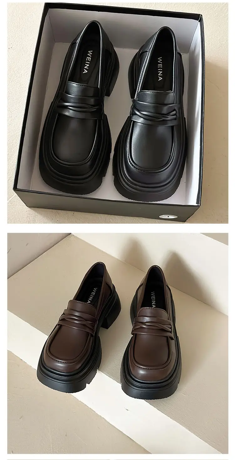 Black Thick Heel Women's Leather Loafers 2024 — feature 14