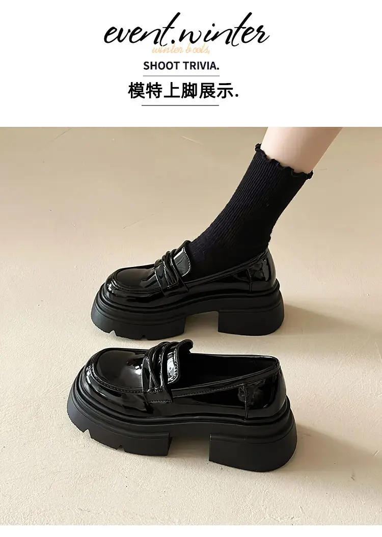 Black Thick Heel Women's Leather Loafers 2024 — feature 3