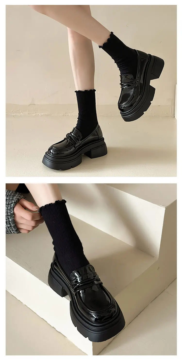 Black Thick Heel Women's Leather Loafers 2024 — feature 5