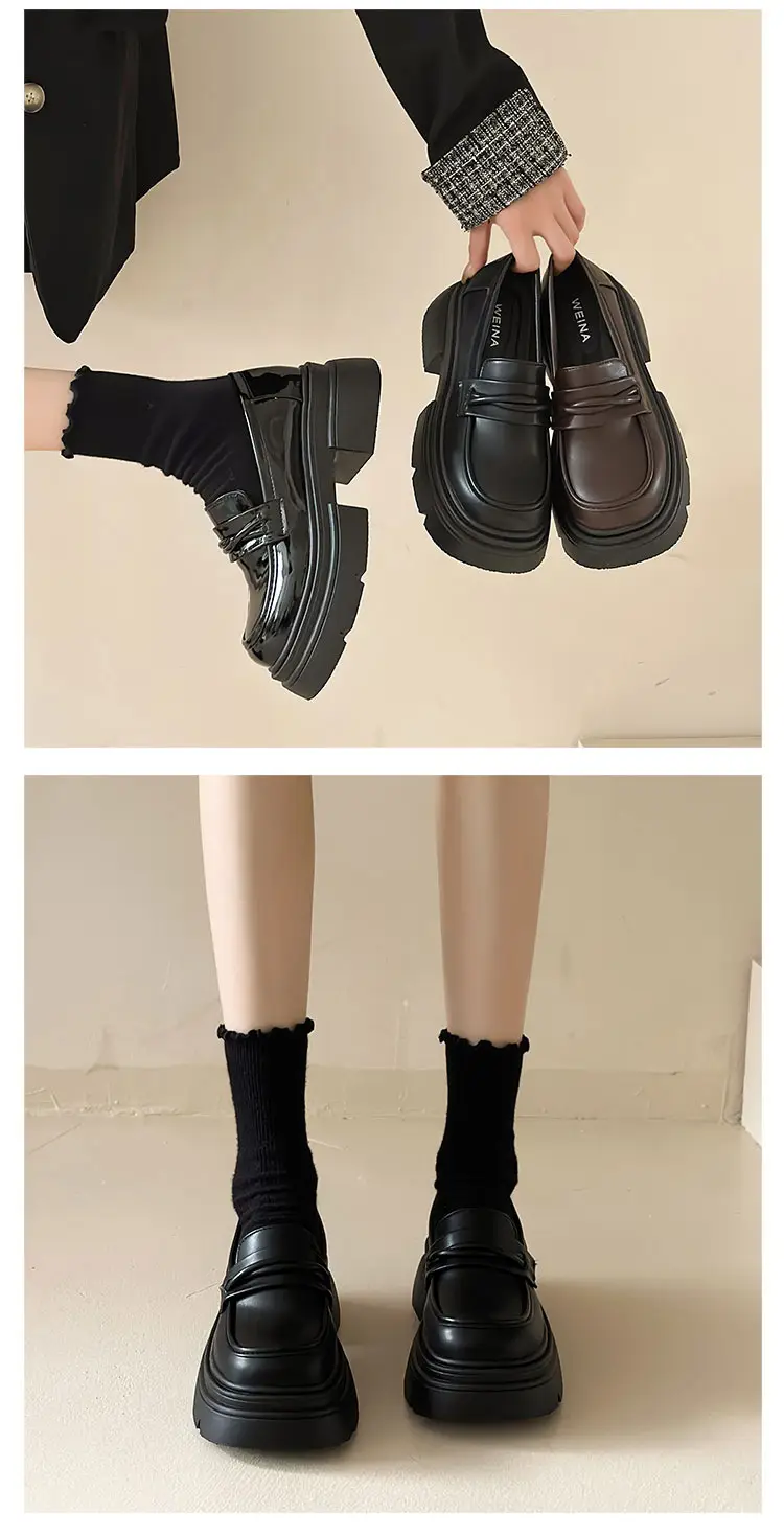 Black Thick Heel Women's Leather Loafers 2024 — feature 7