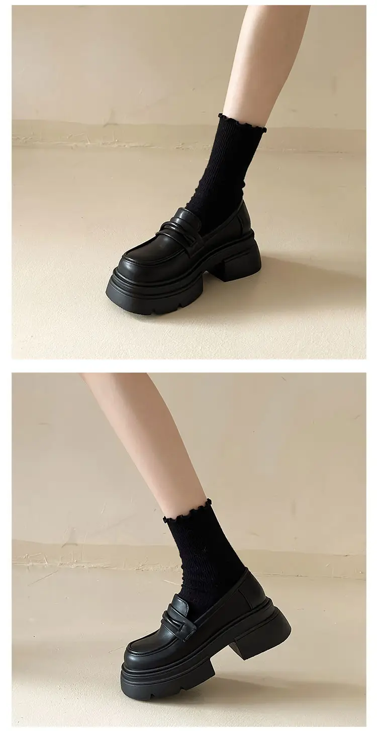 Black Thick Heel Women's Leather Loafers 2024 — feature 8