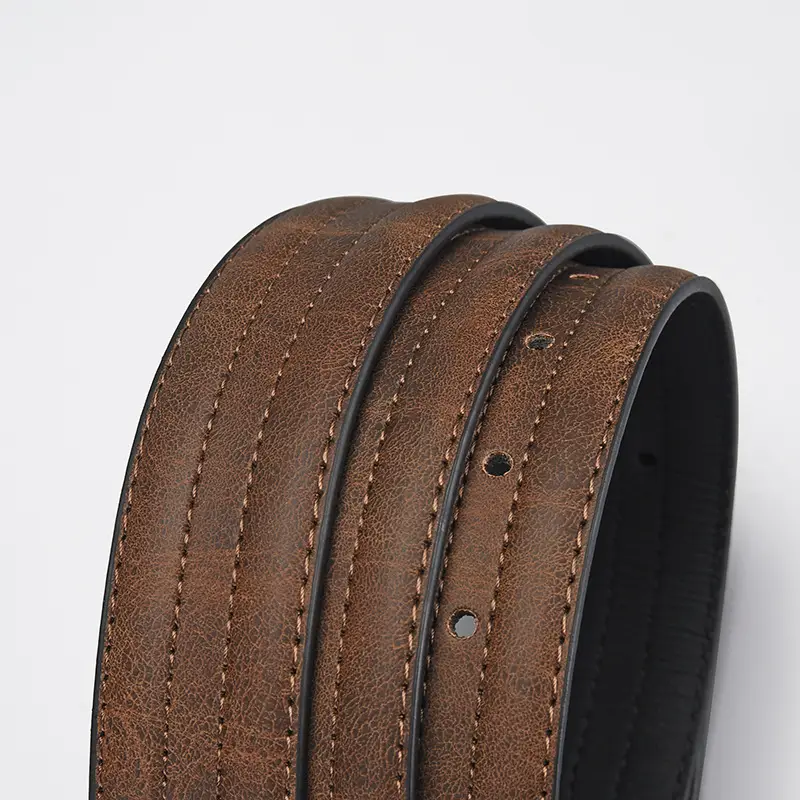 Men's Olive Green Leather Belt with Silver Buckle - Image 8