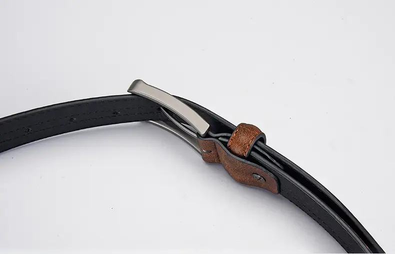 Men's Olive Green Leather Belt with Silver Buckle — feature 11