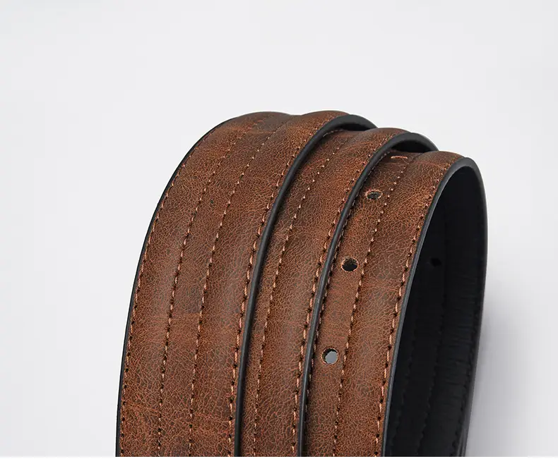 Men's Olive Green Leather Belt with Silver Buckle — feature 12
