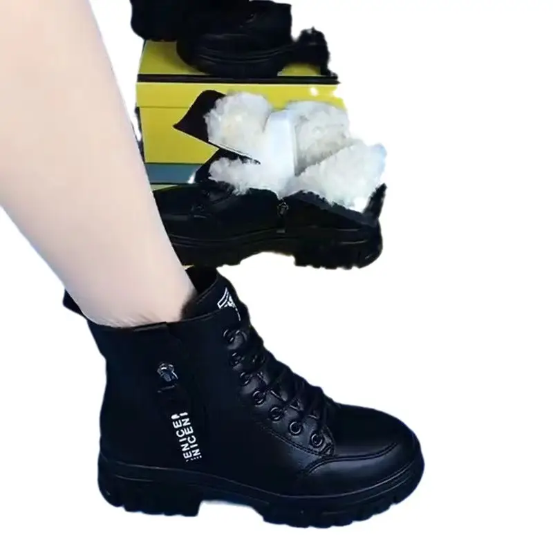 Women's Black Fleece Winter Boots Thick Soles - Image 6