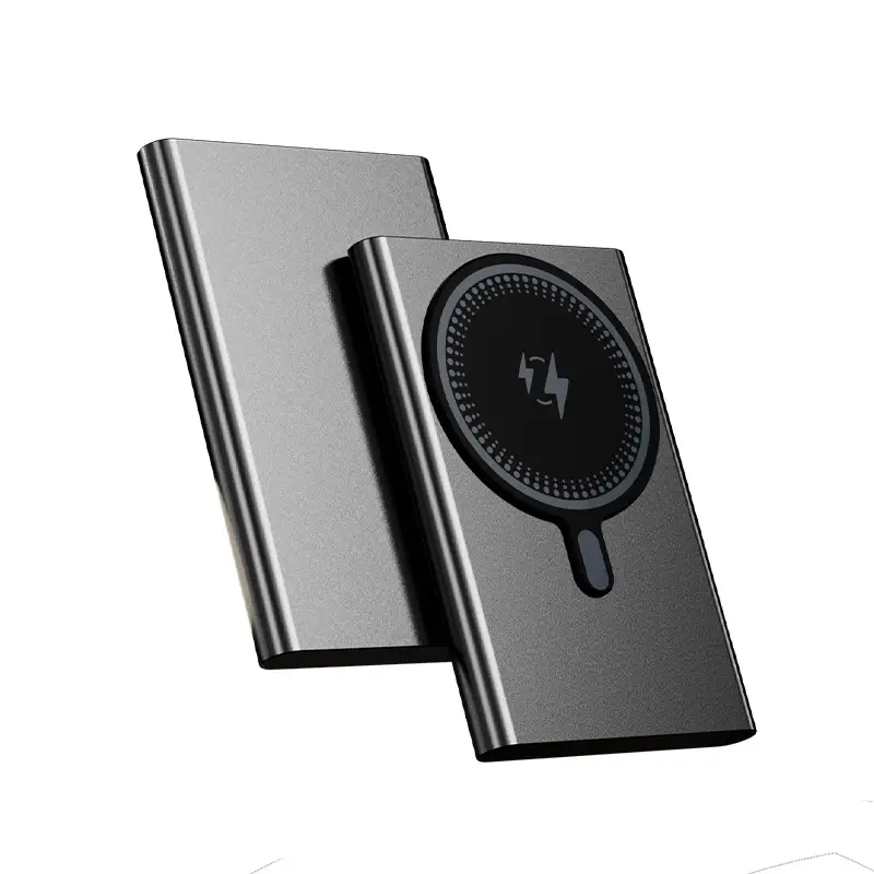 Card-type ultra-thin magsafe fast charging mobile power wireless magnetic charging treasure aluminum alloy compact and portable