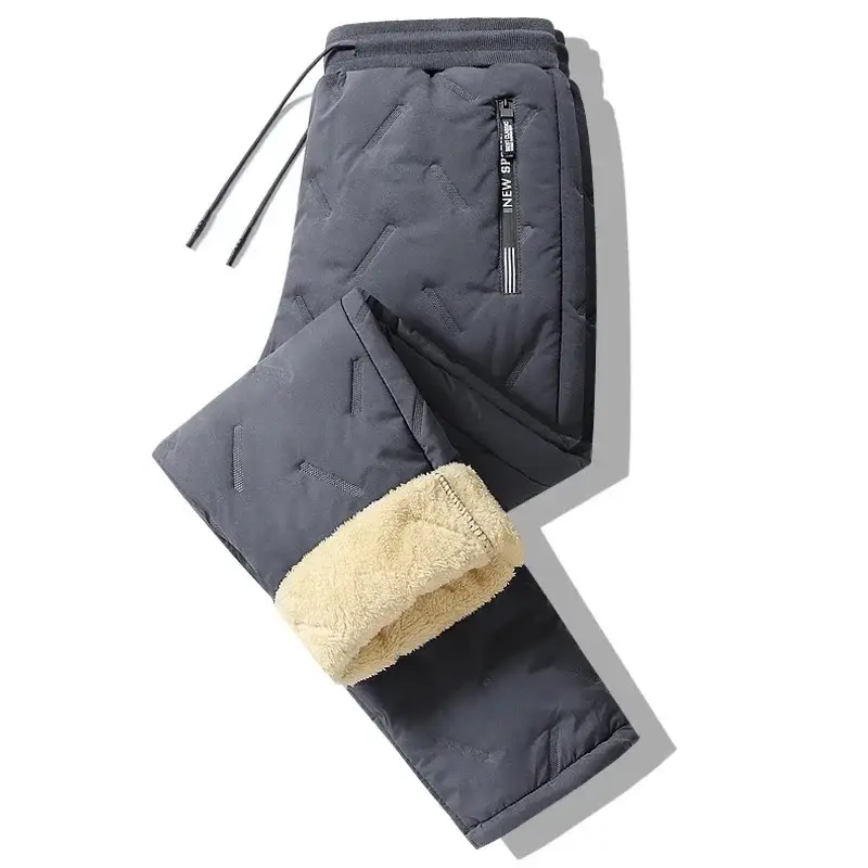 Men Fleece Lined Winter Pants Extra Large Grey - Image 13