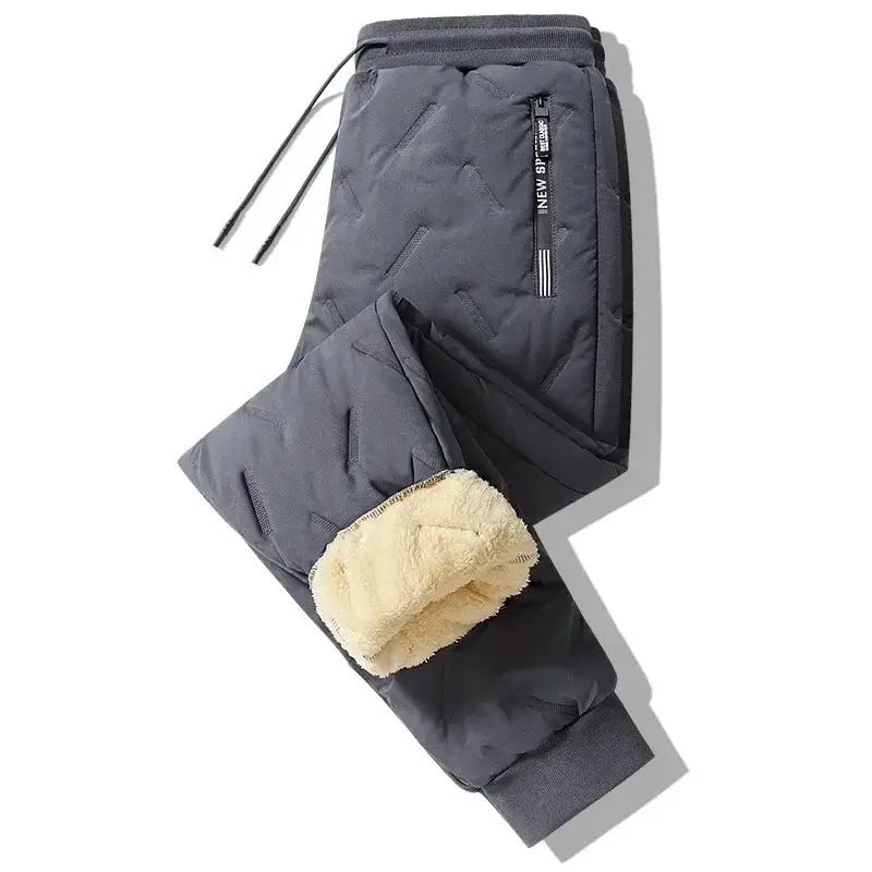 Men Fleece Lined Winter Pants Extra Large Grey - Image 31