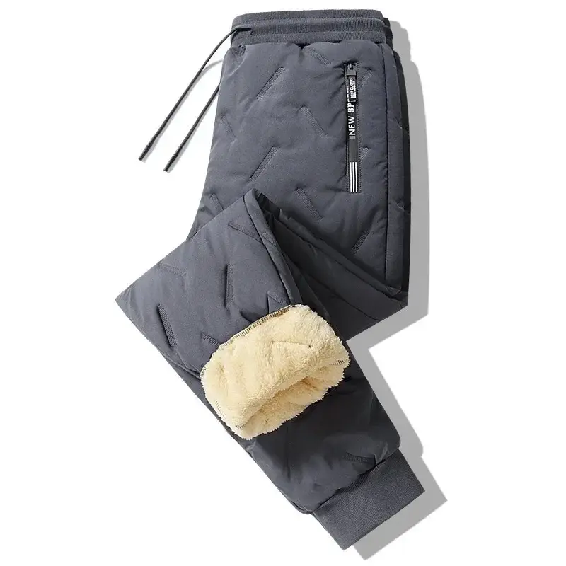 Men Fleece Lined Winter Pants Extra Large Grey - Image 55