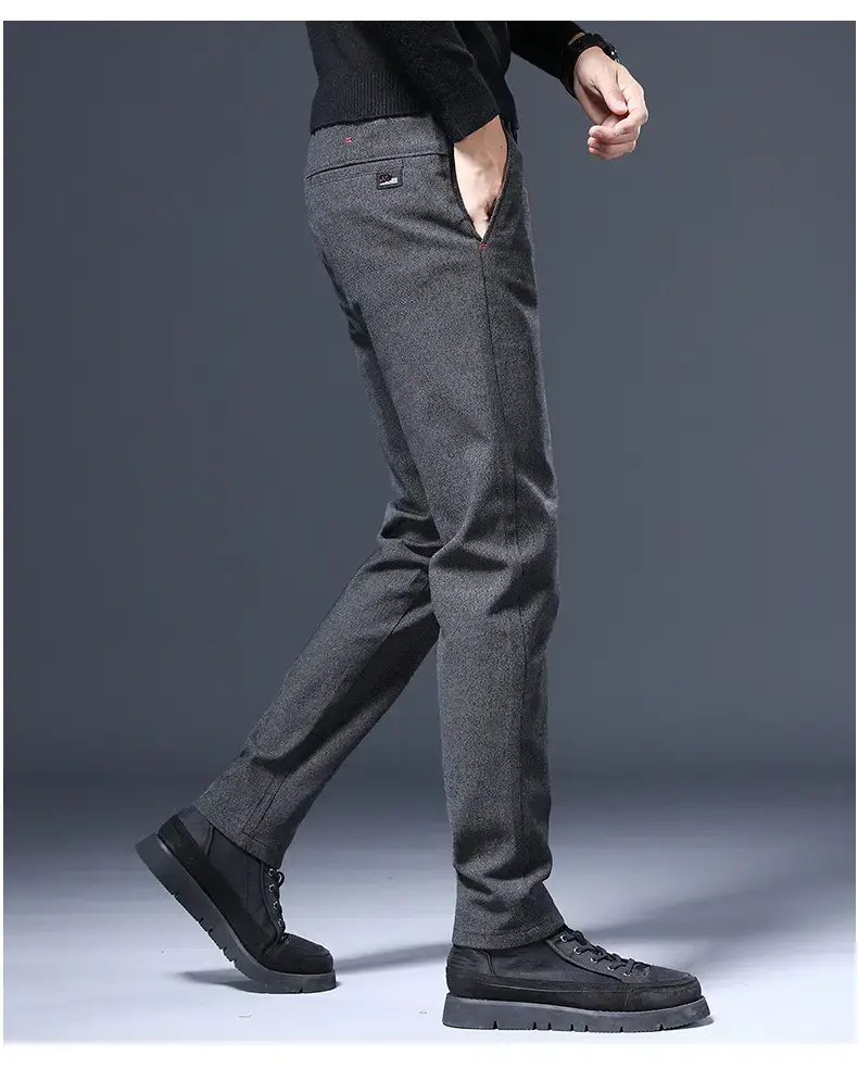 Men's Brushed Straight Leg Trousers Black High End Business — feature 15