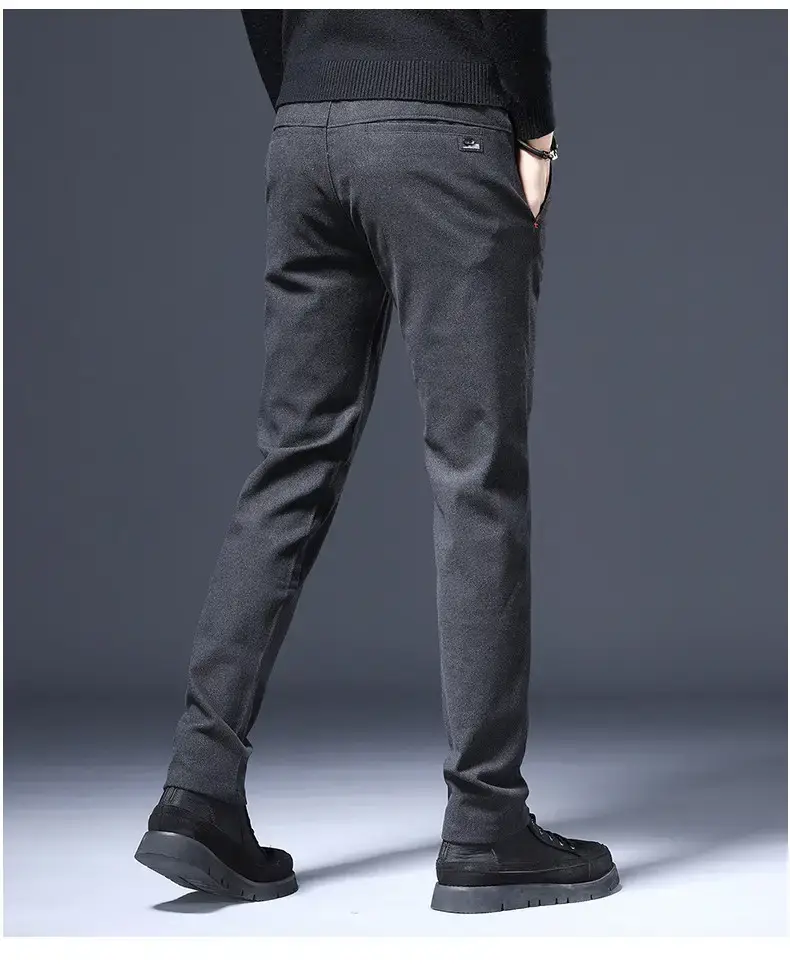 Men's Brushed Straight Leg Trousers Black High End Business — feature 20