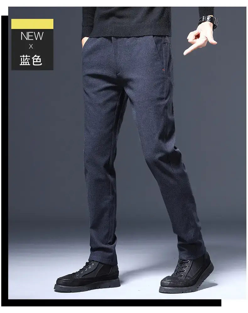 Men's Brushed Straight Leg Trousers Black High End Business — feature 21