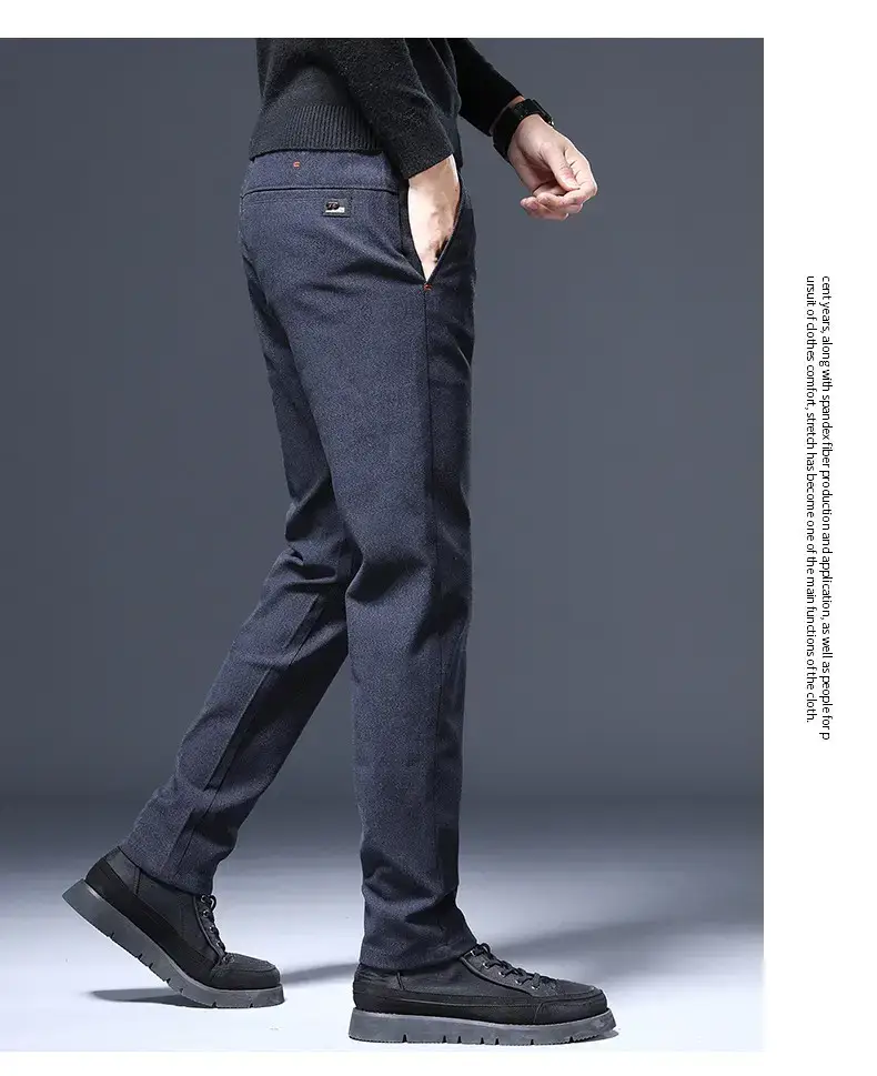Men's Brushed Straight Leg Trousers Black High End Business — feature 22