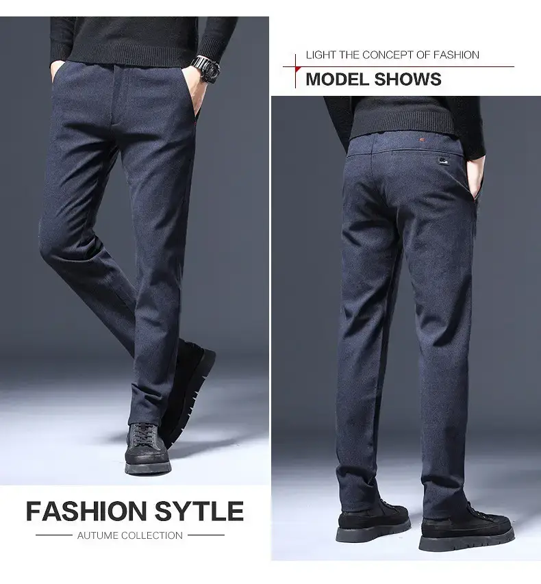 Men's Brushed Straight Leg Trousers Black High End Business — feature 23