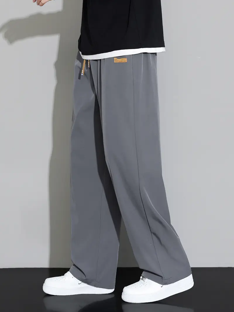 Men's Black Sweatpants Drapey Wide Leg Sports Casual - Image 4