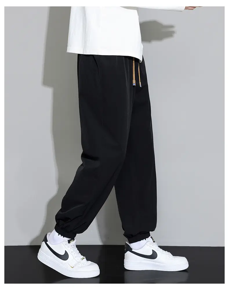Men's Black Sweatpants Drapey Wide Leg Sports Casual — feature 14