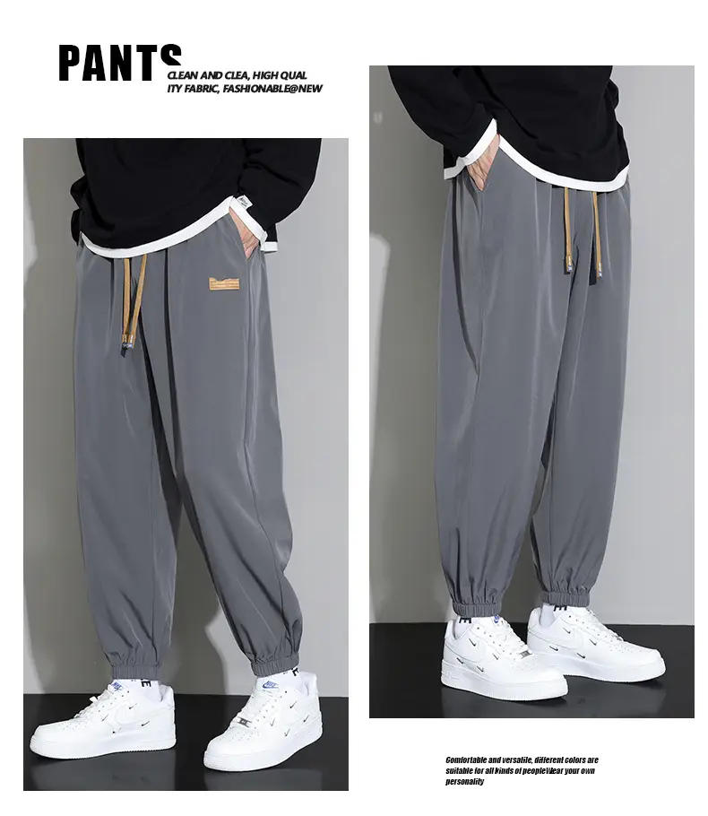 Men's Black Sweatpants Drapey Wide Leg Sports Casual — feature 17