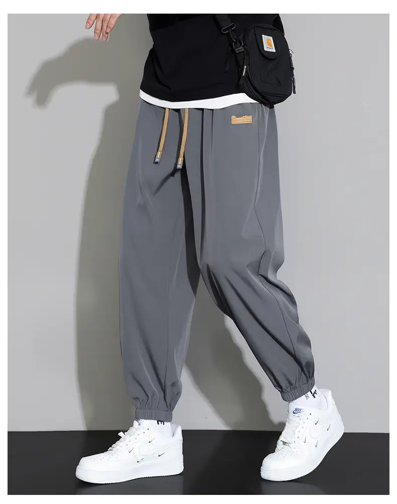 Men's Black Sweatpants Drapey Wide Leg Sports Casual — feature 19