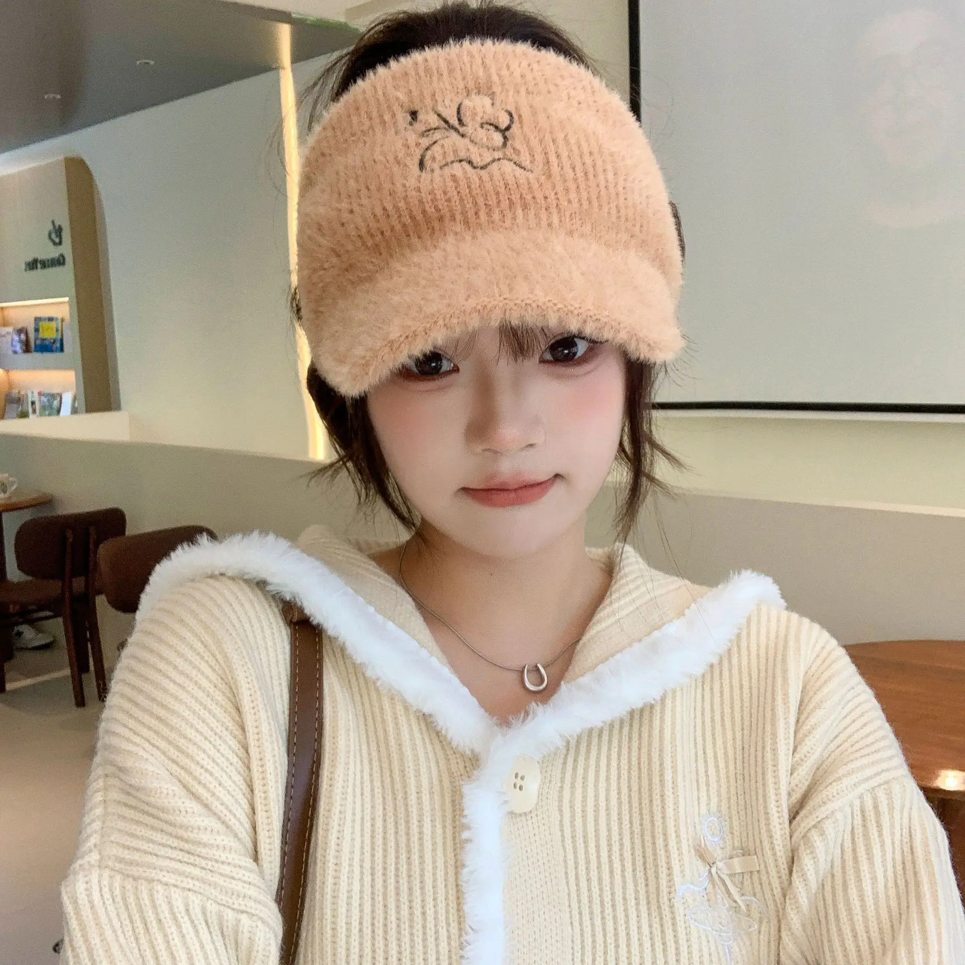 Women Fleece Knitted Winter Hat with Rabbit Ear Design — feature 16