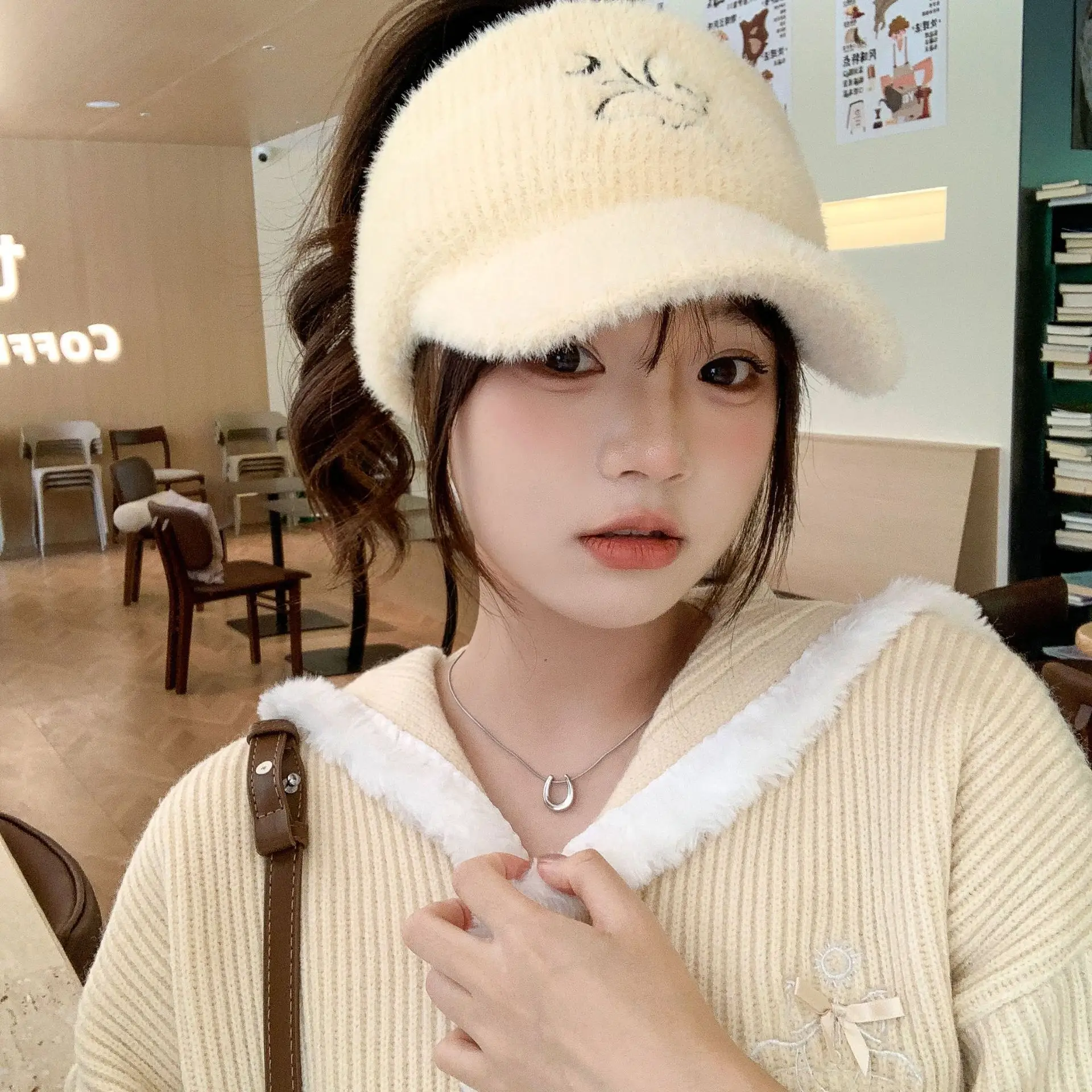 Women Fleece Knitted Winter Hat with Rabbit Ear Design — feature 18
