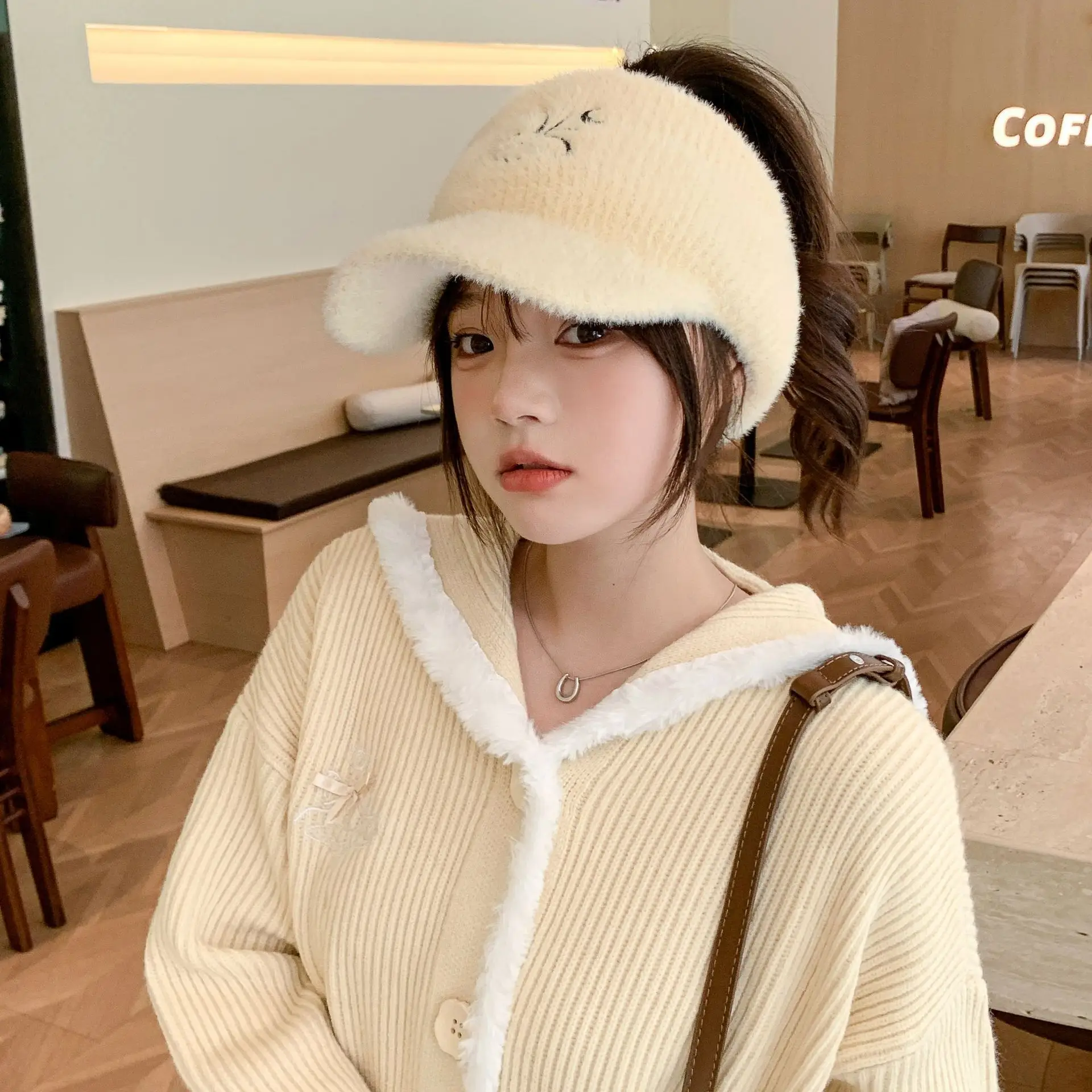 Women Fleece Knitted Winter Hat with Rabbit Ear Design — feature 20