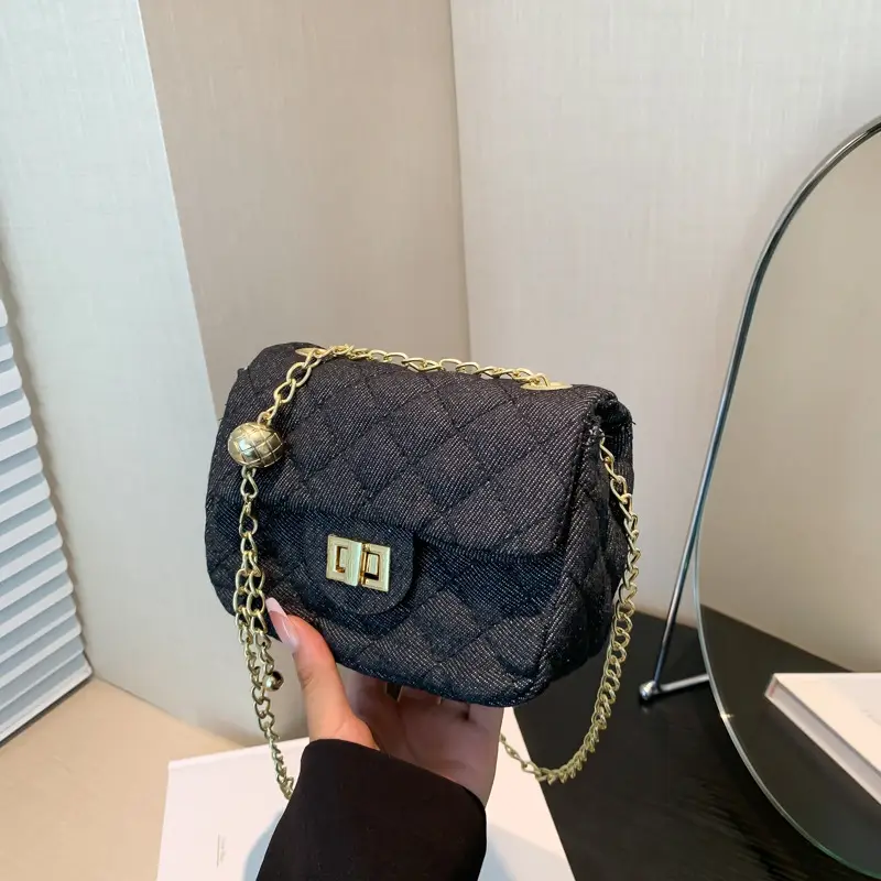 Blue Quilted Shoulder Crossbody Bag for Women - Image 8