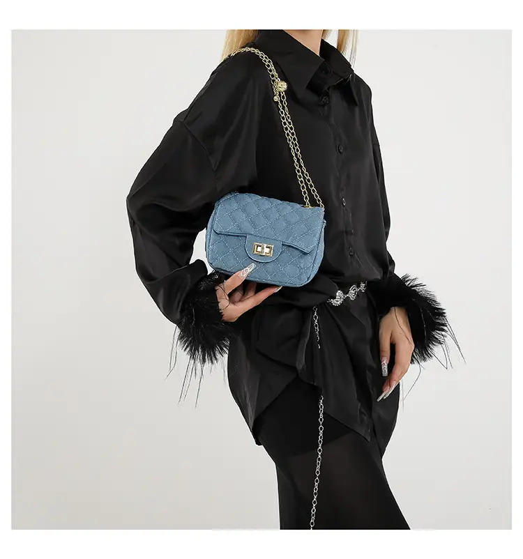 Blue Quilted Shoulder Crossbody Bag for Women — feature 10