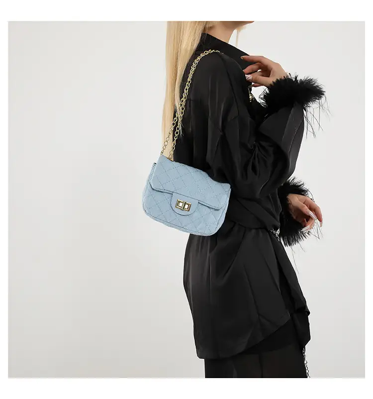 Blue Quilted Shoulder Crossbody Bag for Women — feature 8