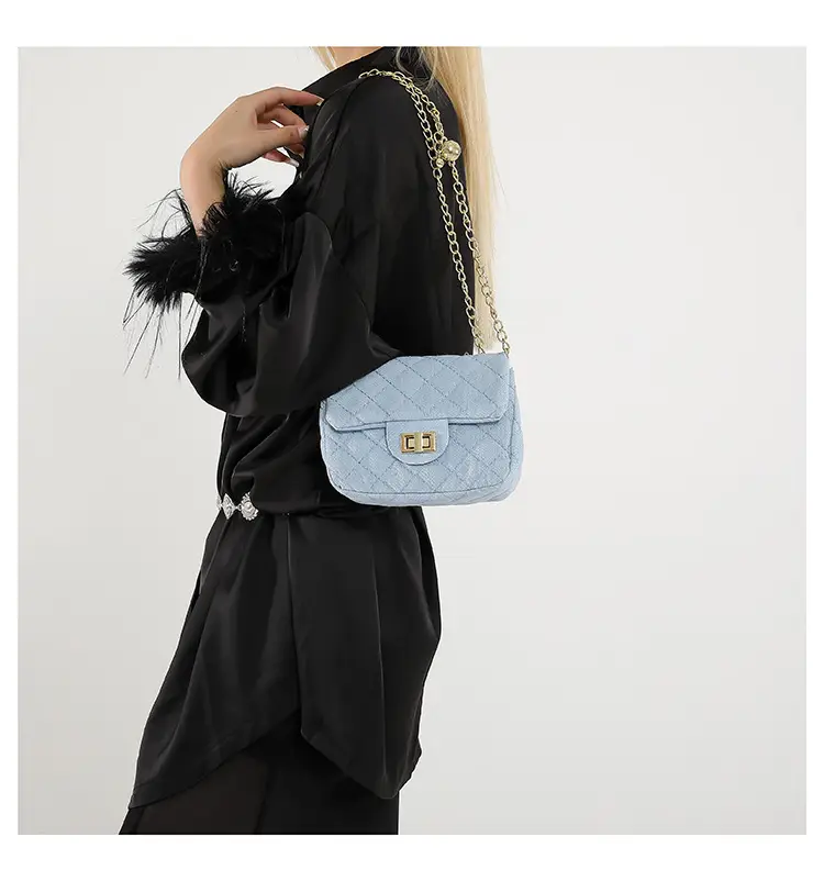 Blue Quilted Shoulder Crossbody Bag for Women — feature 9